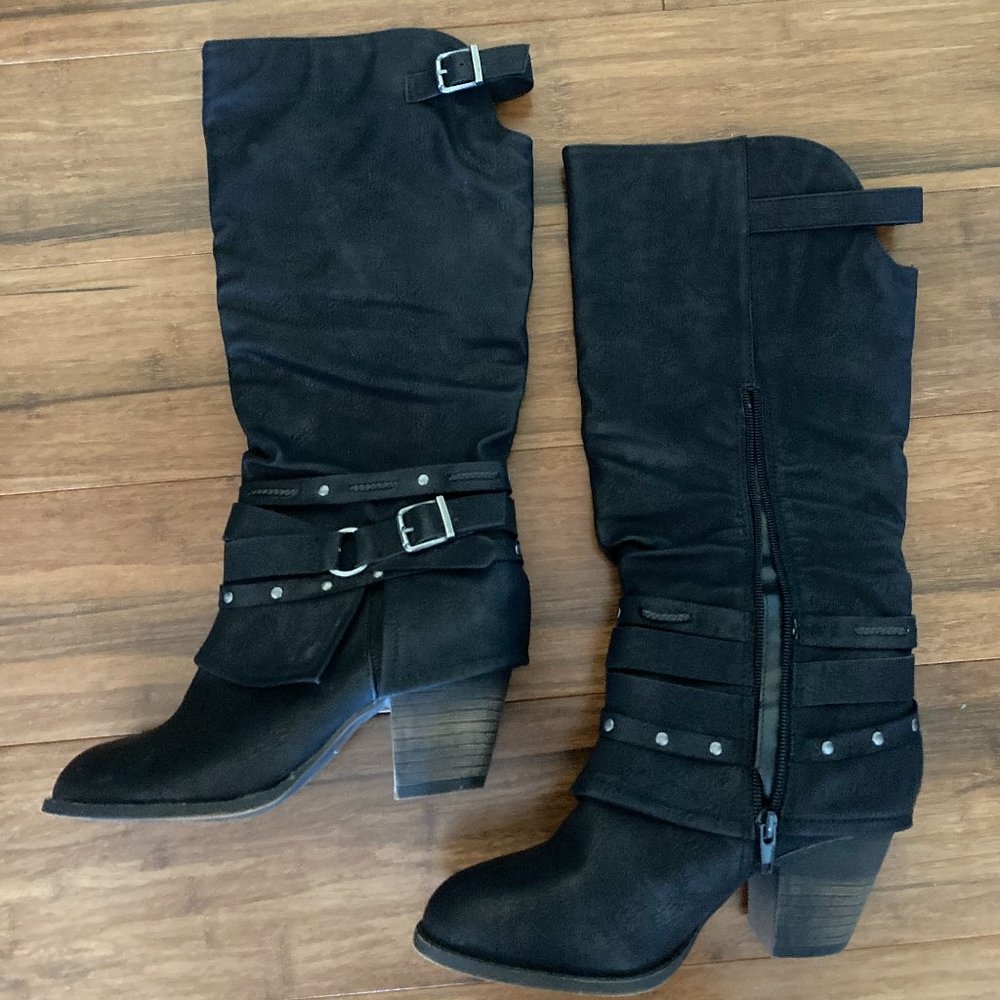Calf high black boots